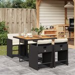 vidaXL Ensemble à manger de jardin coussins 5Pièces Noir Résine tressée