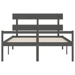 vidaXL Lit pour personne âgée tête de lit gris très grand bois massif