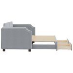 vidaXL Lit de jour avec gigogne et tiroirs gris clair 80x200 cm tissu