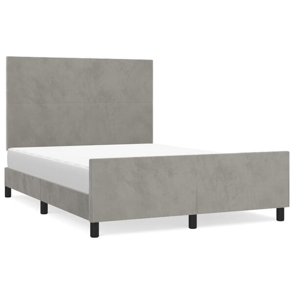 vidaXL Cadre de lit avec tête de lit Gris clair 140x190 cm Velours