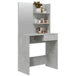 vidaXL Coiffeuse avec miroir Gris béton 74 5x40x141 cm