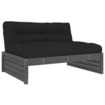 vidaXL Salon de jardin 6 Pièces avec coussins gris bois massif