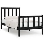 vidaXL Cadre de lit Noir Bois massif 75x190 cm Petit simple