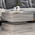 vidaXL Table basse avec lumières LED sonoma gris 50x50x40 cm