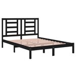 vidaXL Cadre de lit Noir Bois de pin massif 135x190 cm Double