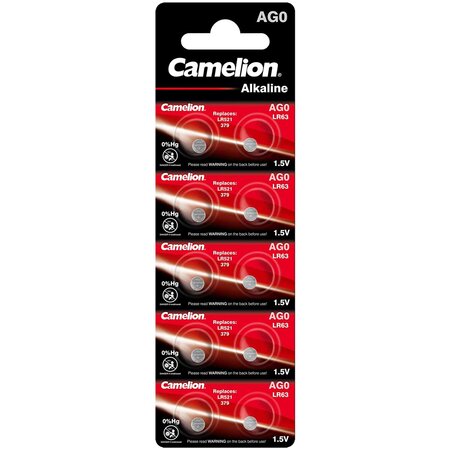 Pack de 10 piles Alcaline AG0/LR63/LR521/379 0% Mercury/Hg CAMELION