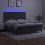 vidaXL Sommier à lattes de lit matelas et LED Gris foncé 160x200 cm