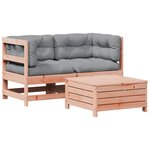 vidaXL Salon de jardin 3 Pièces avec coussins bois massif douglas