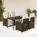 vidaXL Ensemble à manger de jardin 5 Pièces et coussins marron poly rotin