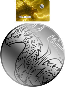 Monnaie TESLA DRAGON 1/500 Oz Platine 25$ Liberia 2026 (PRÉCOMMANDE)