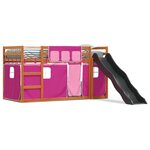 vidaXL Lit superposé avec toboggan et rideaux rose 90x190 cm