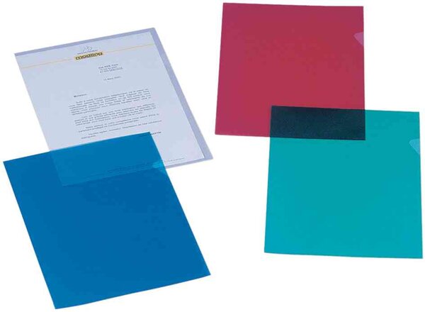 Boite de 100 Pochettes Coins A4 en polypropylène grainé 12/100 Assorties ELBA