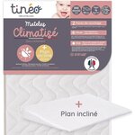 Matelas climatisé 70 x 140 x 10 cm - Livré avec un plan incliné 15°