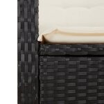 vidaXL Chaise inclinable de jardin avec coussins noir résine tressée