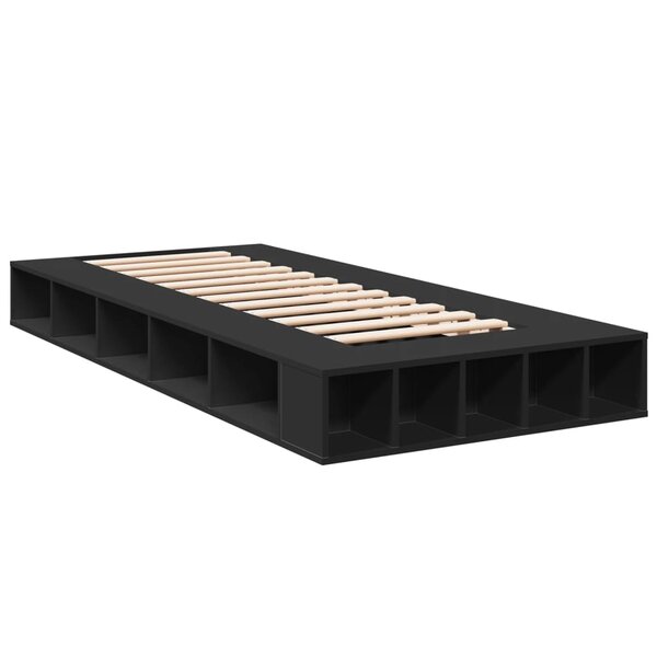 vidaXL Cadre de lit noir 90x190 cm bois d'ingénierie