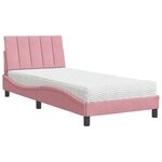 vidaXL Lit avec matelas rose 80x200 cm velours