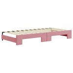 vidaXL Lit de jour avec gigogne et tiroirs rose 90x200 cm velours