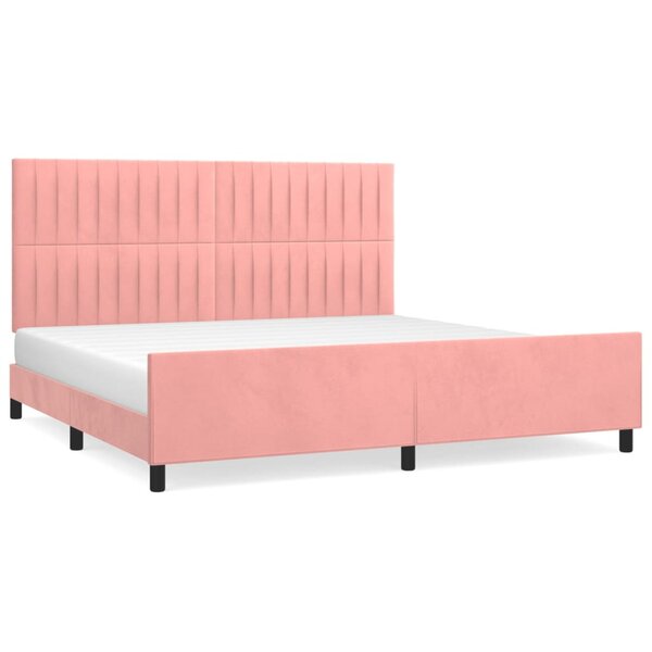 vidaXL Cadre de lit avec tête de lit Rose 200x200 cm Velours