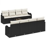 Canapé de jardin 9 pièces avec coussins en poly rattan noir
