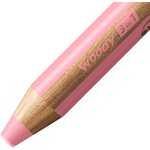 Crayon multi-talents woody 3en1  rond  rose pastel x 5 stabilo