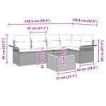 vidaXL Ensemble de canapé de jardin 6 pièces avec coussins beige poly rotin acacia