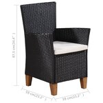 vidaXL Ensemble à manger d'extérieur 5 Pièces Résine tressée Noir marron