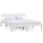 vidaXL Cadre de lit Blanc Bois de pin massif 150x200 cm Très grand