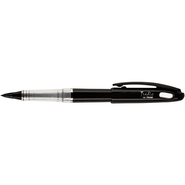 Feutre plume tradio trj94a black & white corps vernis noir encre noire x 12 pentel