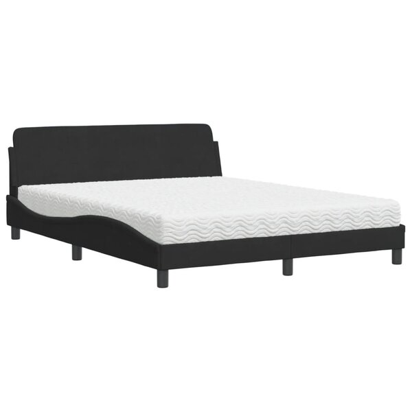 vidaXL Lit avec matelas noir 160x200 cm velours