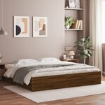 vidaXL Cadre de lit avec tiroirs chêne marron 200x200 cm