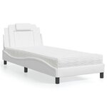vidaXL Lit avec matelas blanc 90x200 cm similicuir