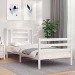 vidaXL Cadre de lit avec tête de lit blanc simple bois massif