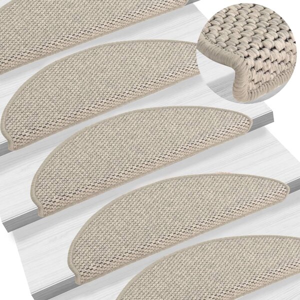 vidaXL Tapis d'escalier autocollants 15 Pièces 65x21x4 cm Taupe
