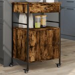 vidaXL Chariot de cuisine chêne fumé 56x43x89 5 cm bois d'ingénierie