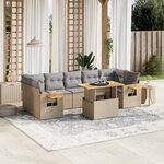 vidaXL Salon de jardin avec coussins 8 Pièces beige résine tressée