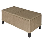 Table basse de jardin style cosy chic - table basse relevable - métal époxy résine tressée imitation rotin beige