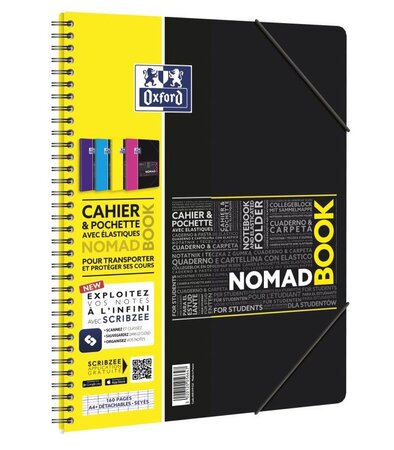 Cahier ETUDIANT 'Nomadbook' 24x31 cm Séyès 160 pages 90g avec chemise intégrée OXFORD