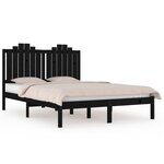 vidaXL Cadre de lit Noir Bois de pin massif 140x190 cm