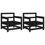 vidaXL Chaises de jardin lot de 2 noir bois massif de pin