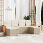 vidaXL Salon de jardin avec coussins 6 Pièces beige résine tressée