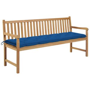 vidaXL Banc de jardin avec coussin bleu 175 cm Bois de teck massif
