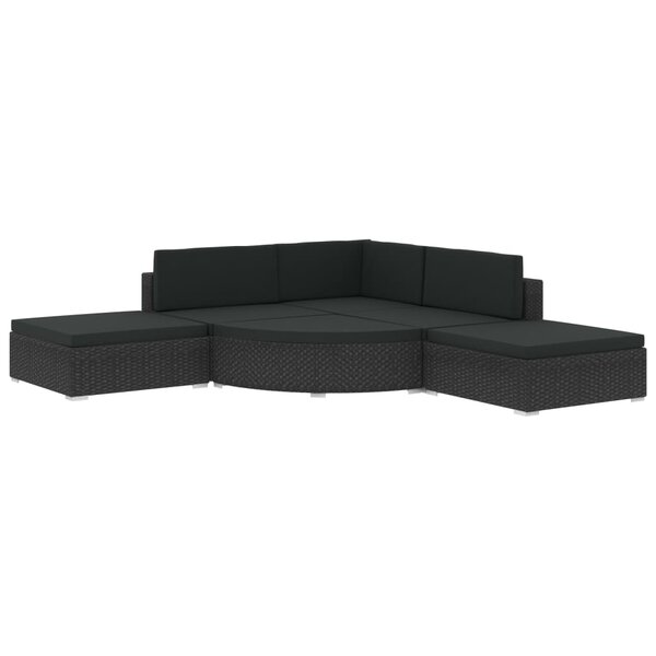 vidaXL Salon de jardin 6 Pièces avec coussins résine tressée noir