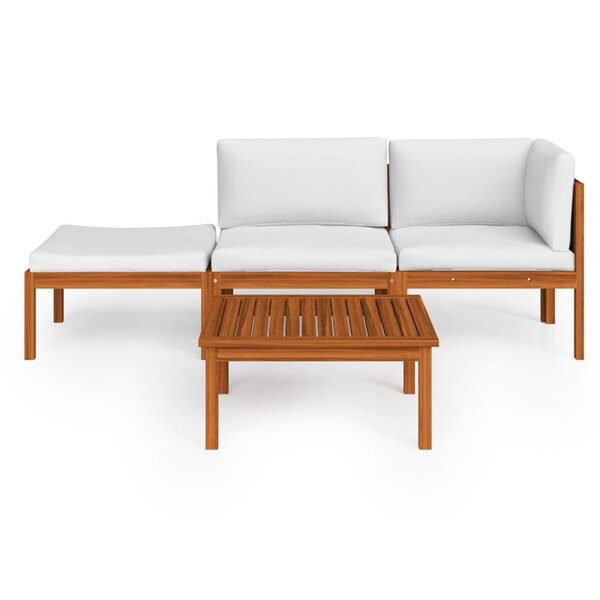 vidaXL Salon de jardin 4 Pièces avec coussins Crème Bois d'acacia solide