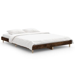 vidaXL Cadre de lit chêne fumé 135x190 cm bois d'ingénierie