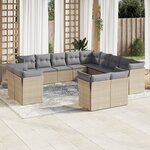 vidaXL Salon de jardin avec coussins 13 Pièces beige résine tressée