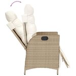 vidaXL Chaise inclinable de jardin et repose-pied beige résine tressée