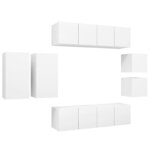 vidaXL Ensemble de meubles TV 8 Pièces Blanc Bois d'ingénierie