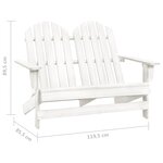 vidaXL Chaise de jardin Adirondack 2 places bois de sapin massif blanc