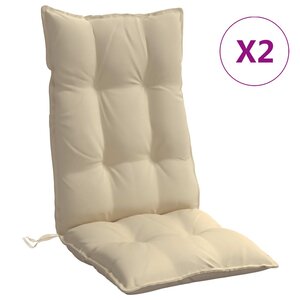 vidaXL Coussins de chaise à dossier haut lot de 2 beige tissu oxford