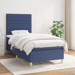 vidaXL Sommier à lattes de lit avec matelas Bleu 90x190 cm Tissu